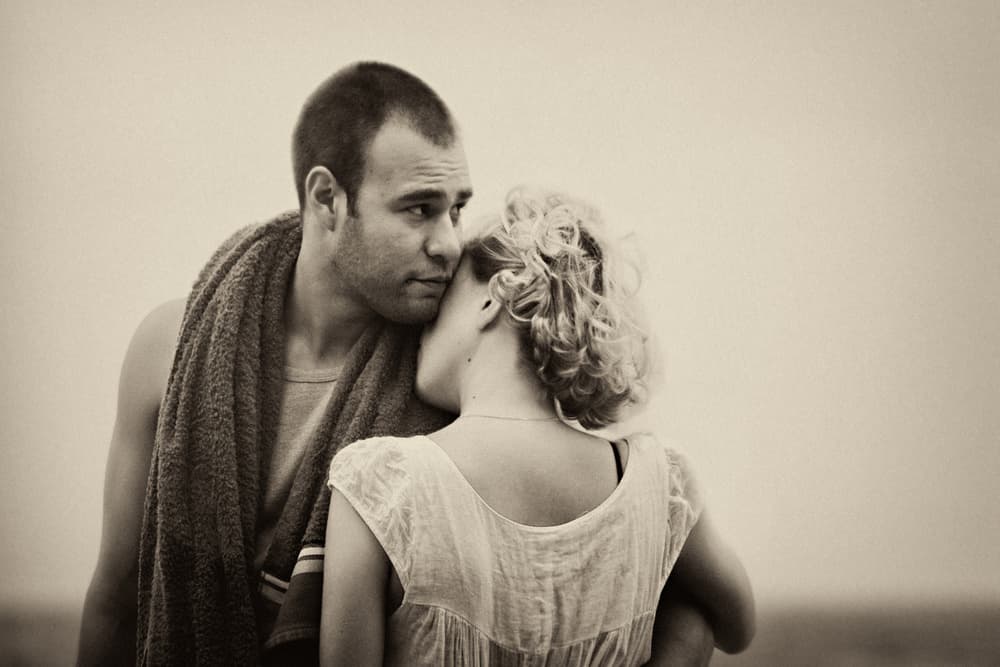 Tender Couple Embrace by txules — canvas wall art