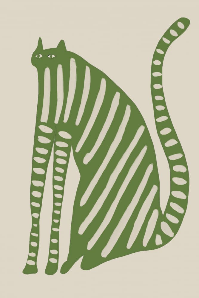 Playful Green Striped Cat by The Art Concept — canvas wall art
