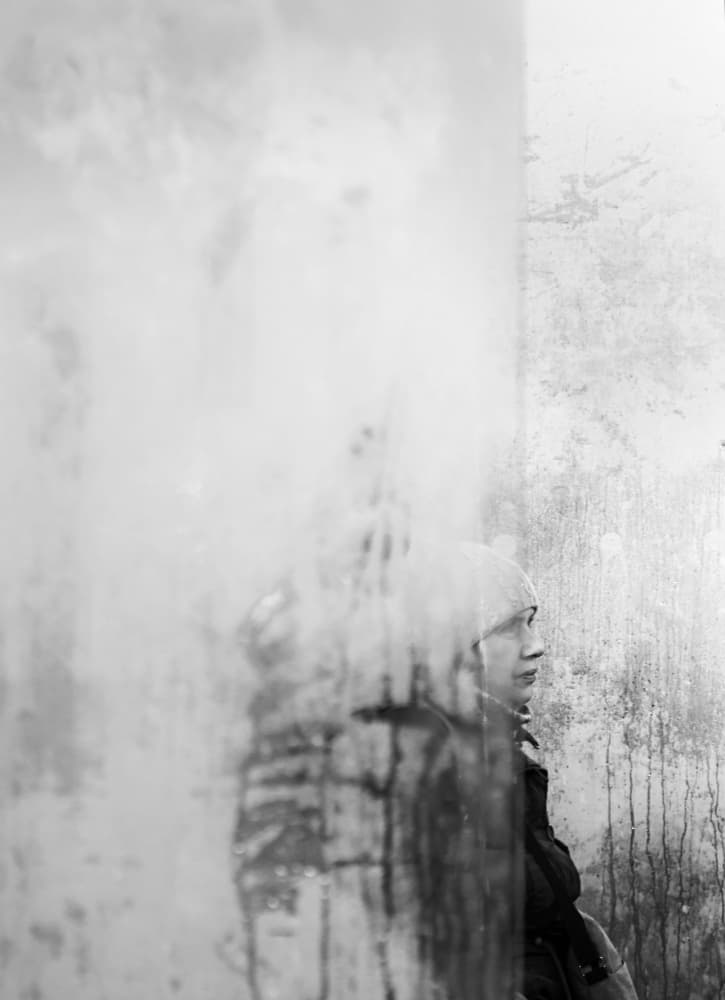 Pensive Woman Fogged Window by Anna Niemiec — canvas wall art