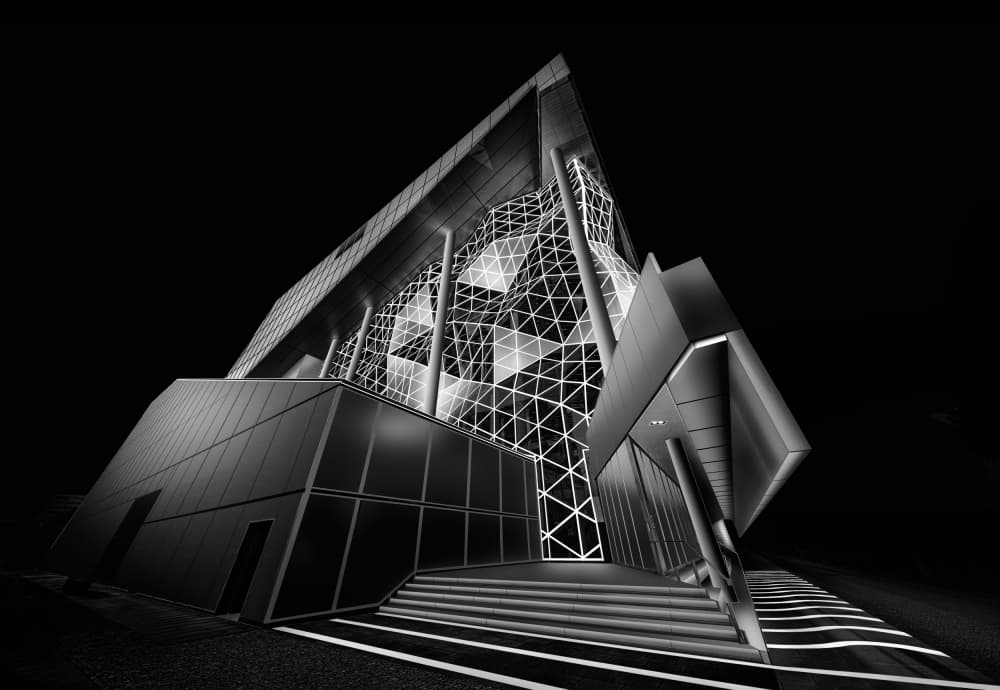 Modern Geometric Building by jordiegeatorrent — canvas wall art