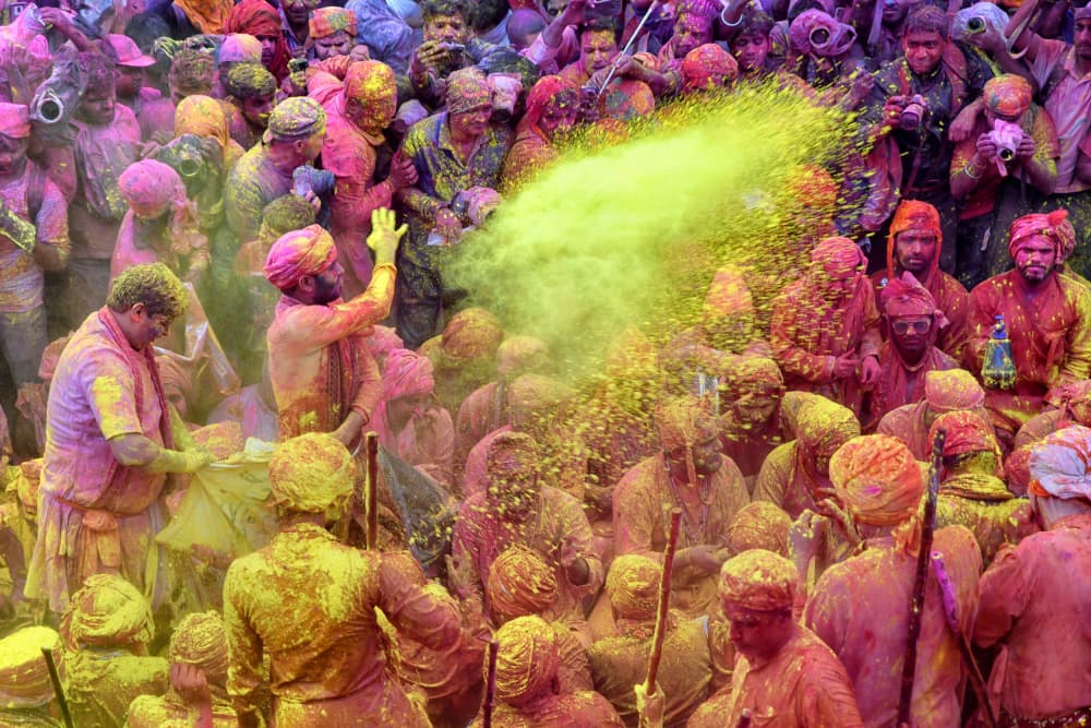 Vibrant Holi Celebration by Shaibal Nandi — canvas wall art