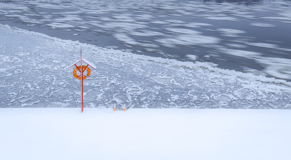 Frozen River Lifebuoy by Wojciech Łączkowski — canvas wall art