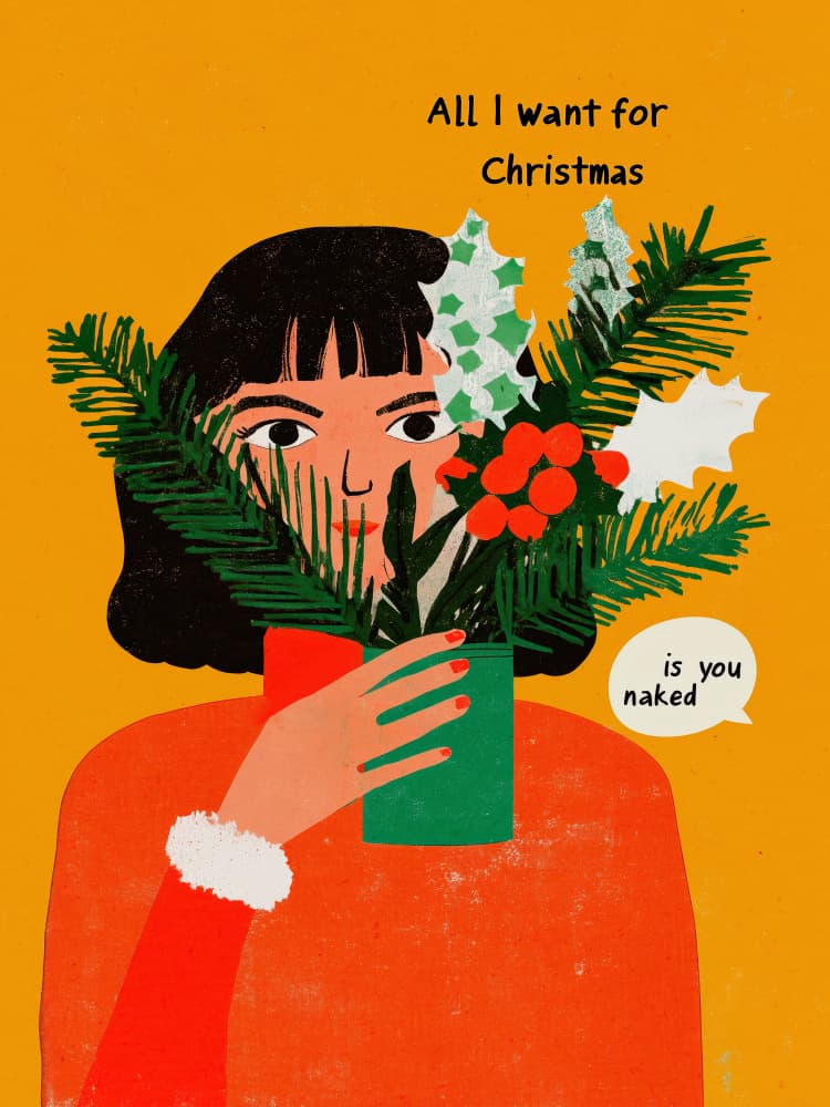 Cheeky Festive Wishes by Treechild — canvas wall art