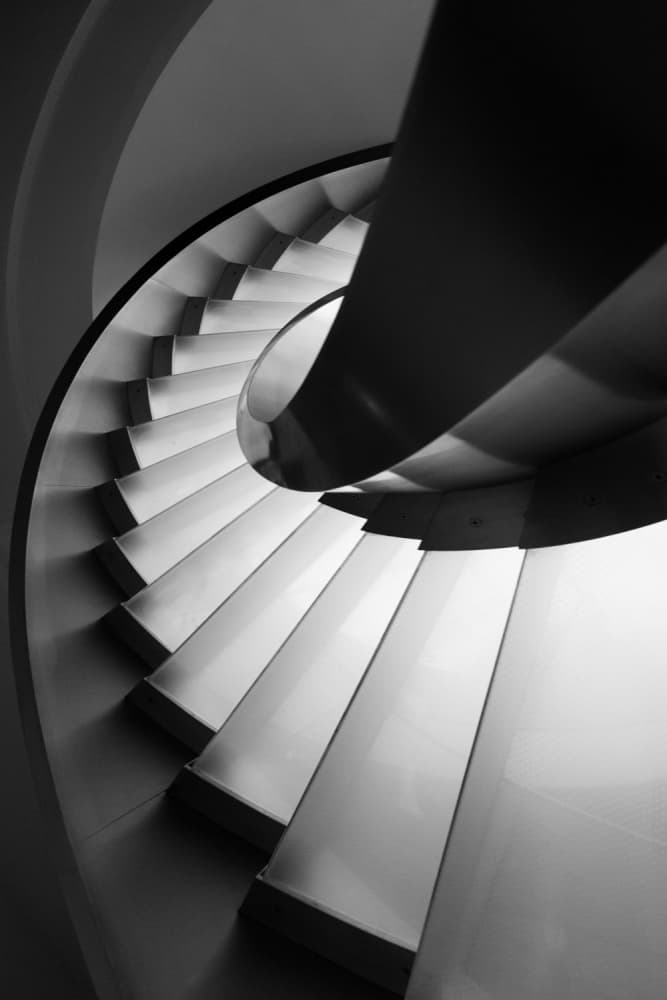 Geometric Spiral Stairs by Filipe P Neto — canvas wall art