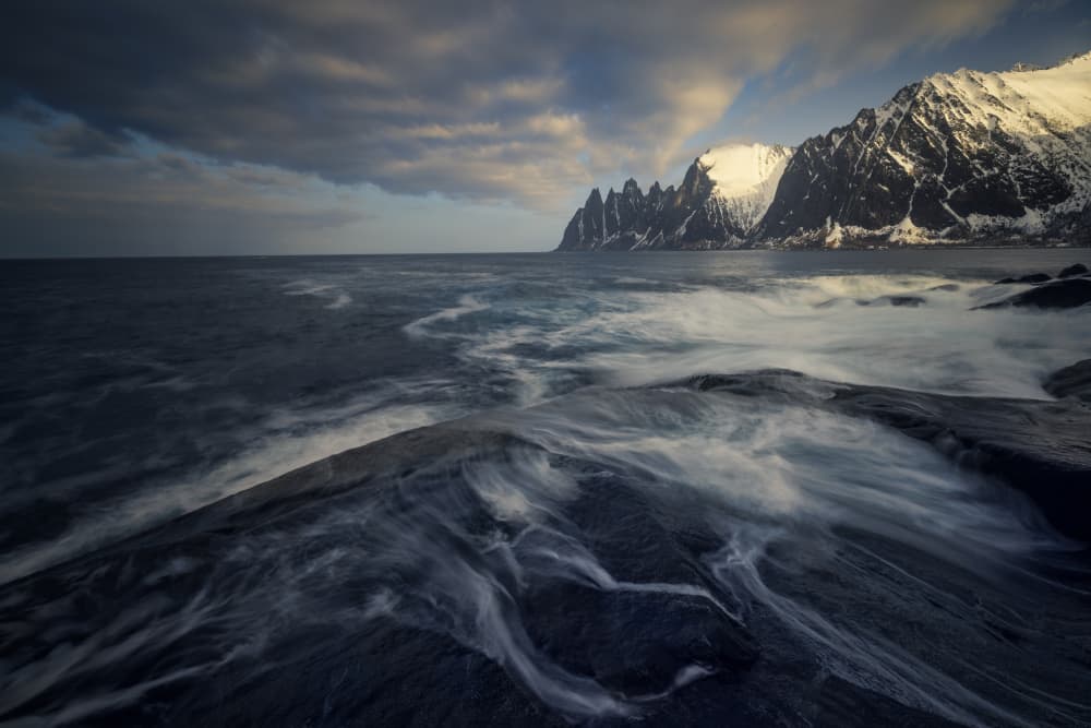 Moody Winter Coastline Peaks by Pilar Hm — canvas wall art