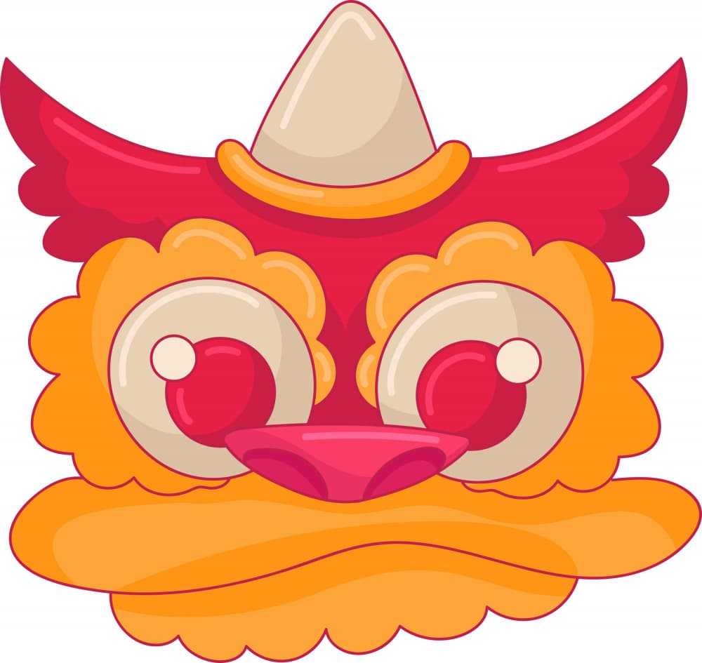 Vibrant Lion Dance Head by Marika Barsrsind β canvas wall art
