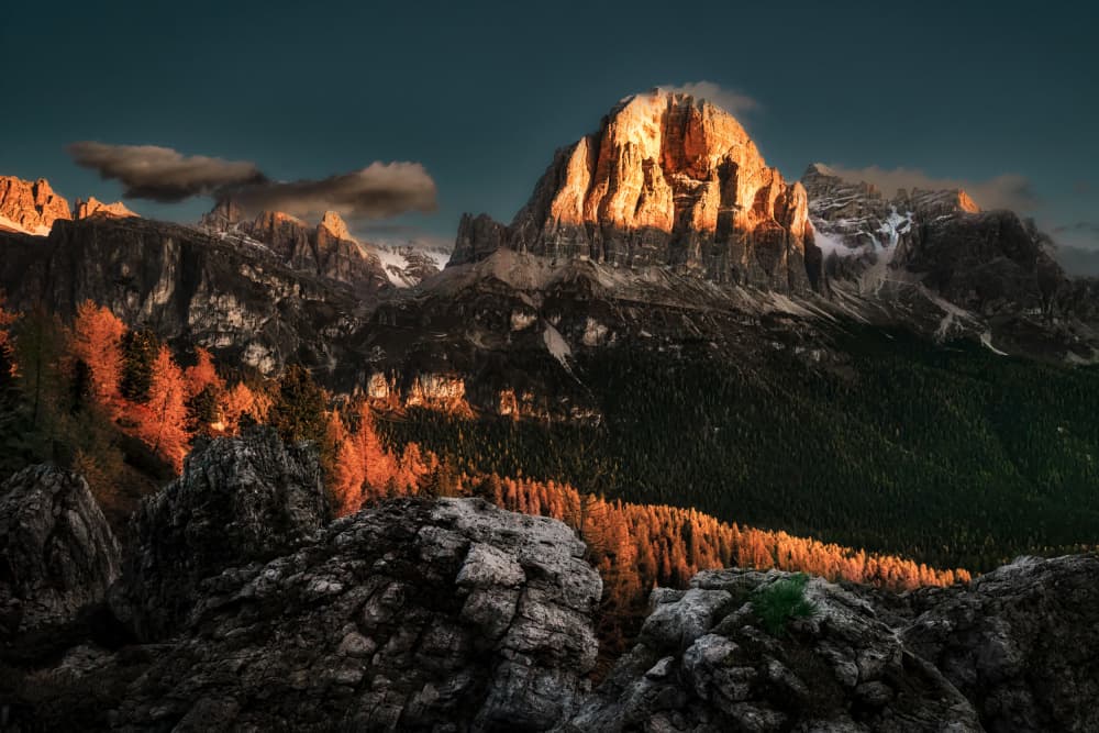Golden Mountain Peaks by Radek Pohnan — canvas wall art