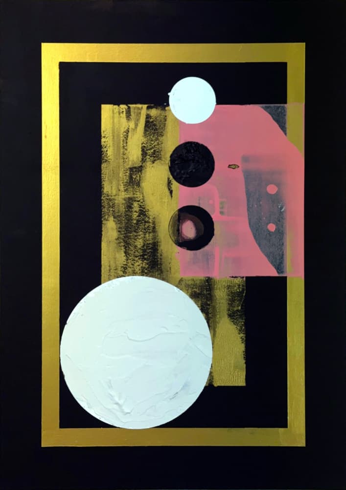 Golden Pink Circles by David Galan — canvas wall art