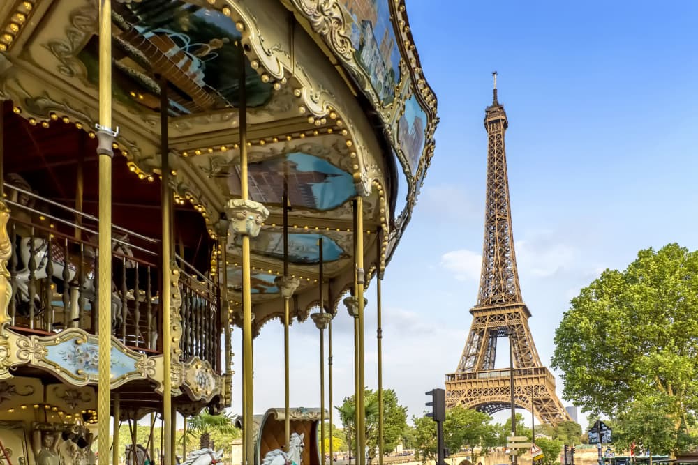 Eiffel Tower Carousel Paris by Melanie Viola — canvas wall art