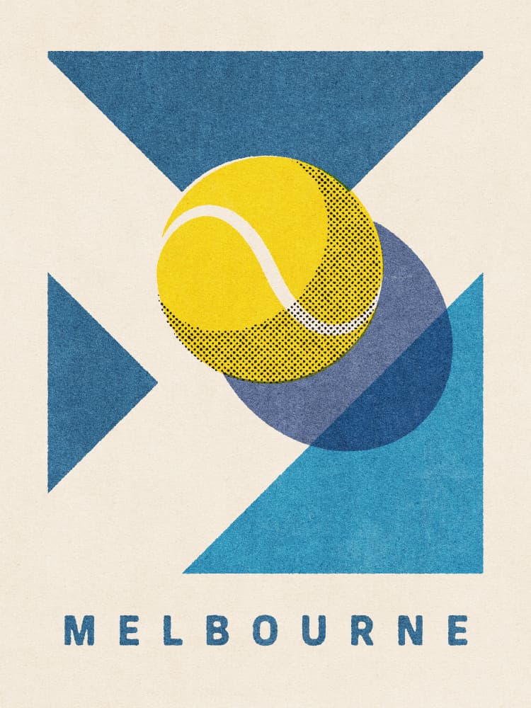 Geometric Melbourne Tennis by Daniel Coulmann — canvas wall art