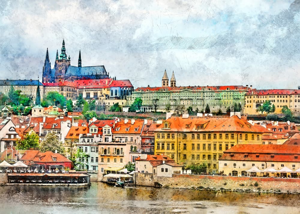 Prague Castle Vista by Justyna Jaszke — canvas wall art