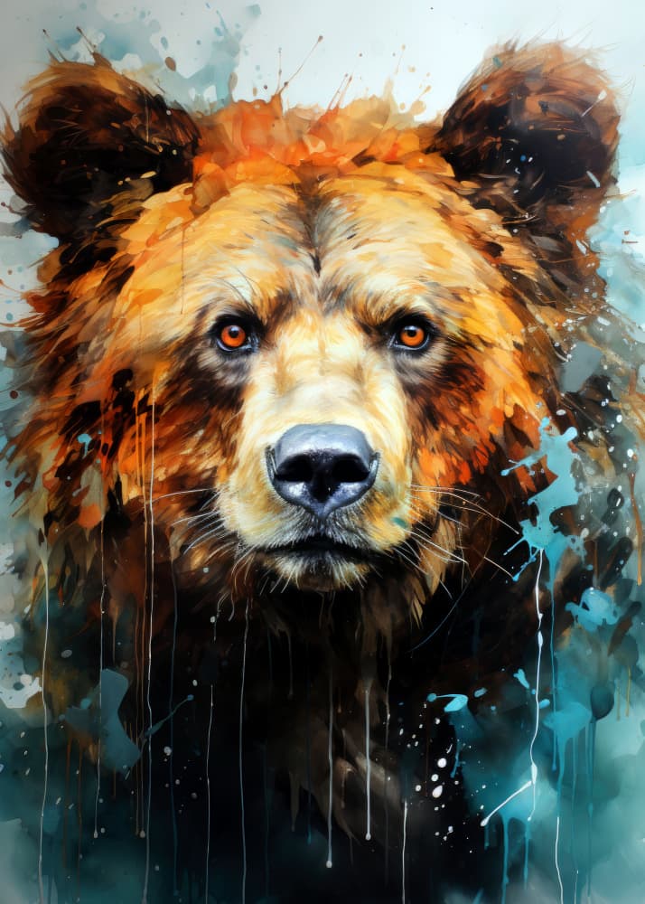 Intense Watercolor Bear by Justyna Jaszke — canvas wall art
