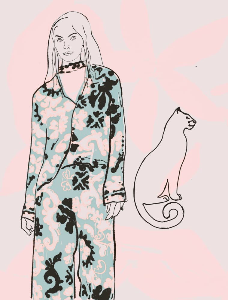 Elegant Woman and Cat by Beate Tubach — canvas wall art