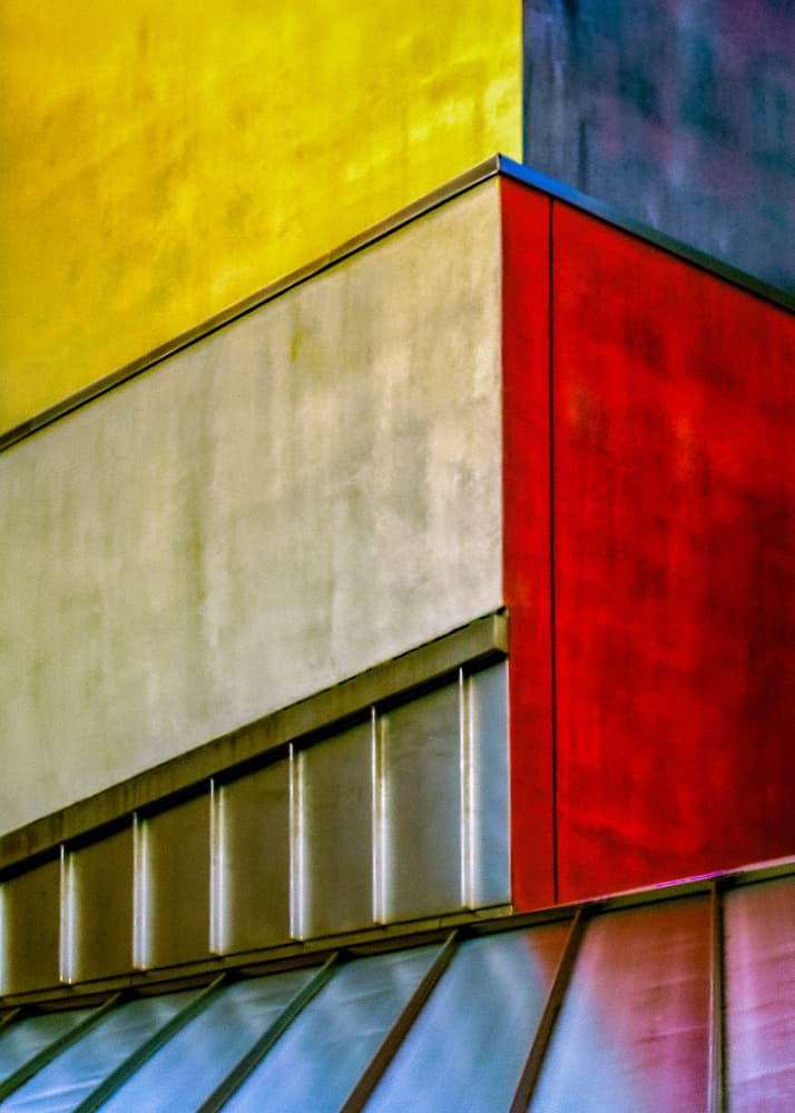 Colorful Geometric Building by Patrick Compagnucci — canvas wall art