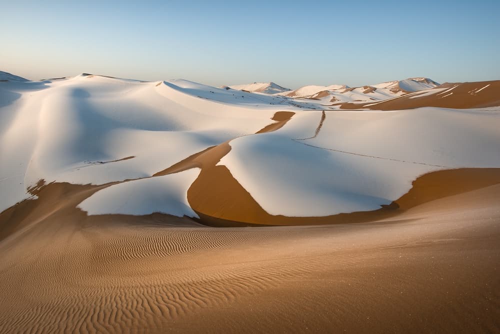 Snowy Desert Dunes by Shanyewuyu — canvas wall art