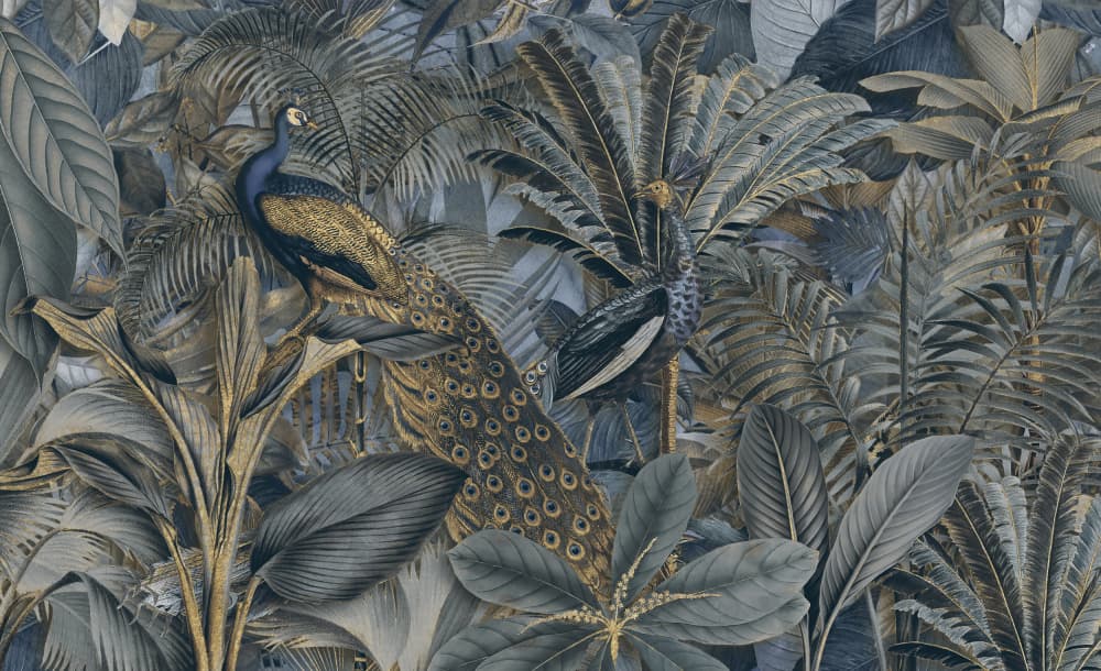 Golden Jungle Peacock by Andrea Haase — canvas wall art