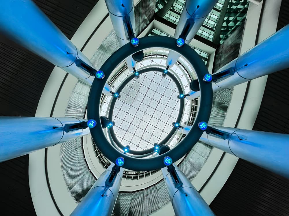 Modern Blue Atrium by DonnaHom APA — canvas wall art