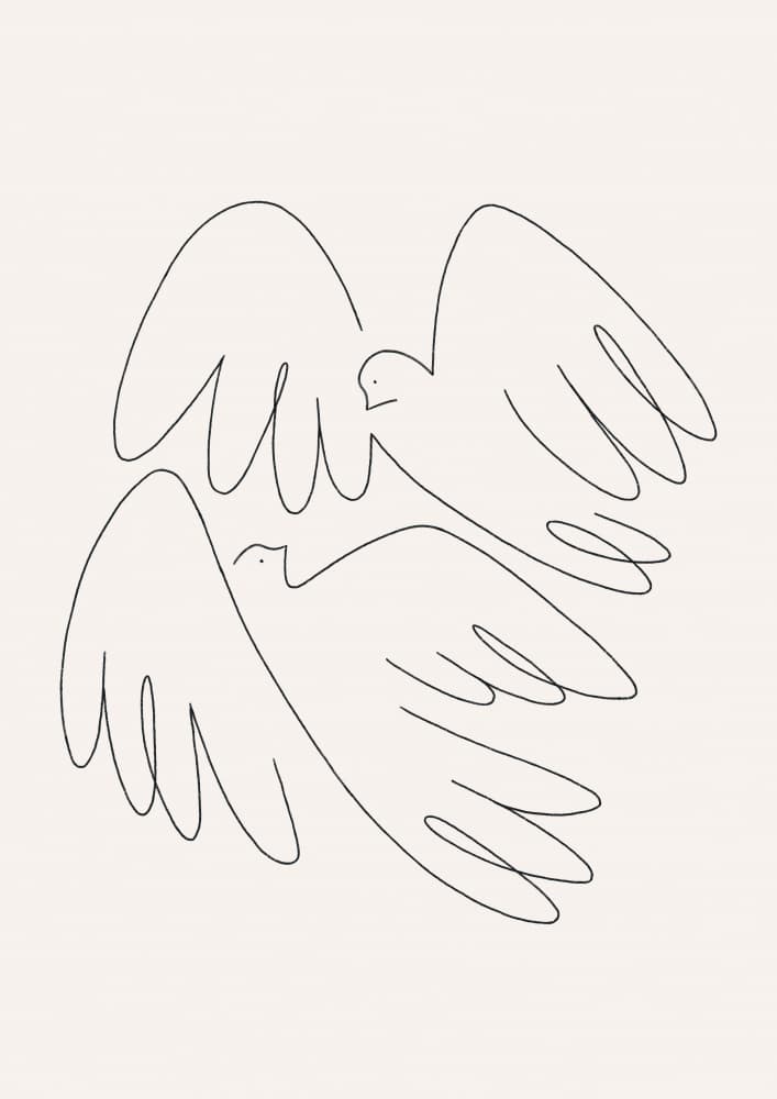 Minimalist Flying Doves by Kit Agar — canvas wall art
