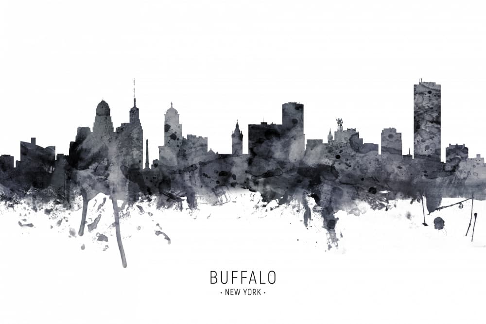 Buffalo New York Skyline by Michael Tompsett — canvas wall art