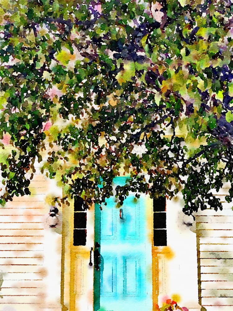 Charming Turquoise Front Door by Olivia Joy StClaire — canvas wall art