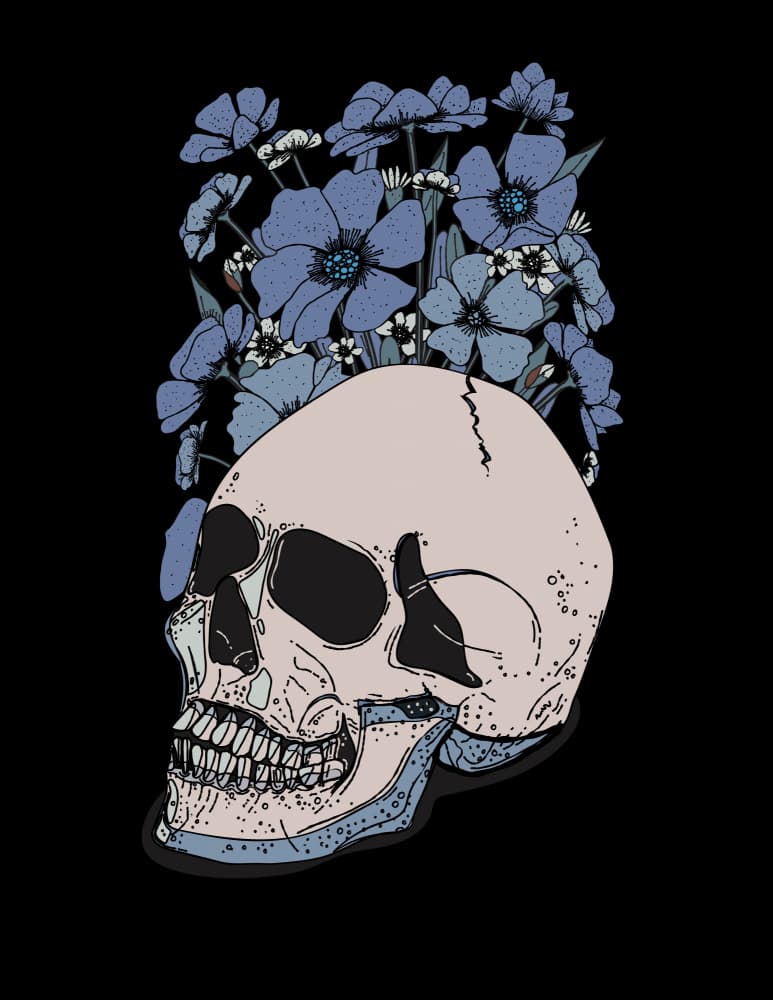 Gothic Floral Skull by Nicholas — canvas wall art