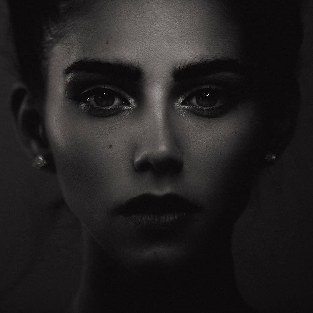 Dramatic Black White Portrait by Martin Krystynek MQEP — canvas wall art