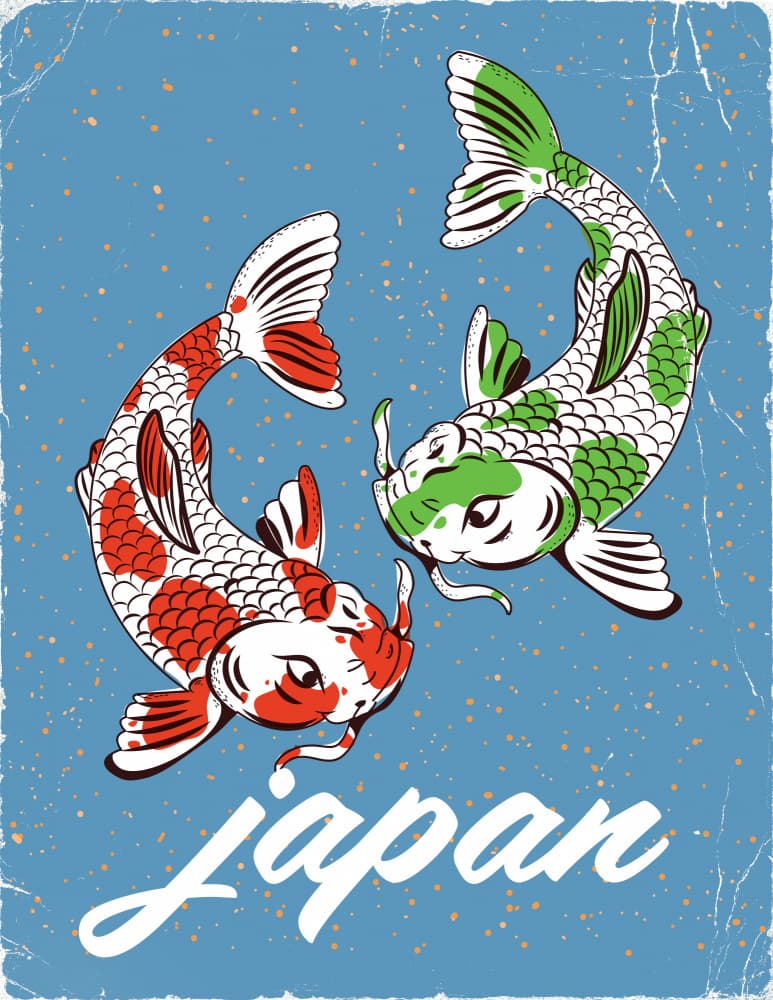 Vintage Japan Koi by Nicholas — canvas wall art
