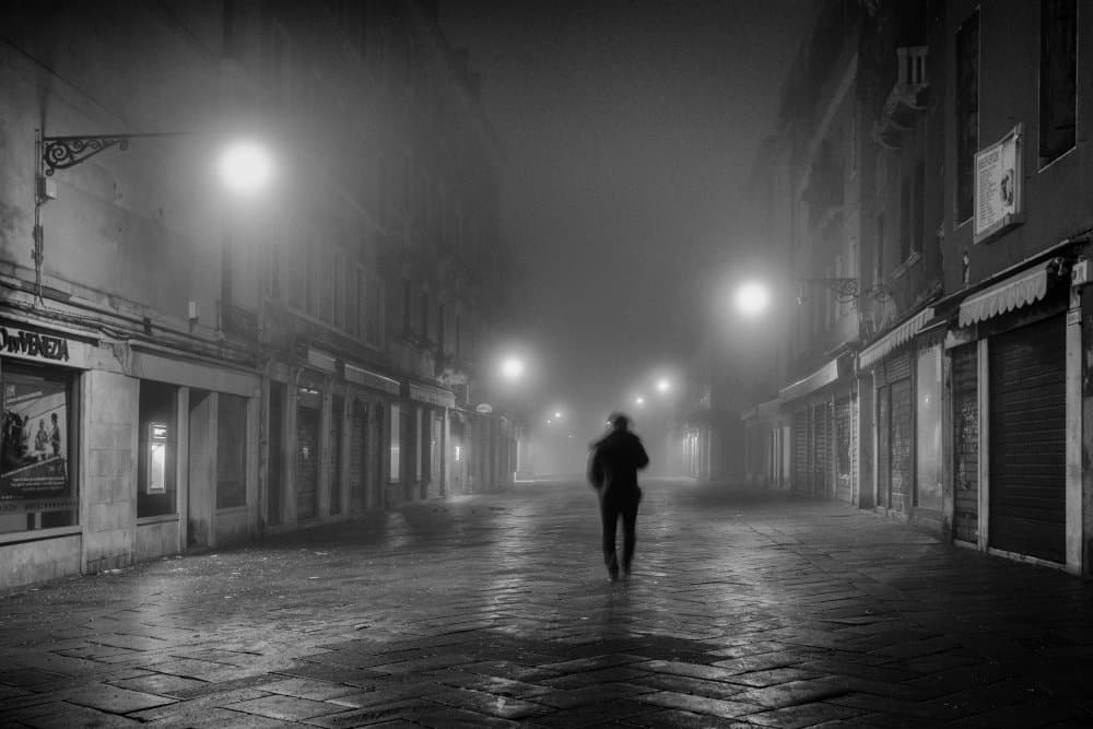 Mysterious Foggy Venice Night by Domenico Montemagno — canvas wall art