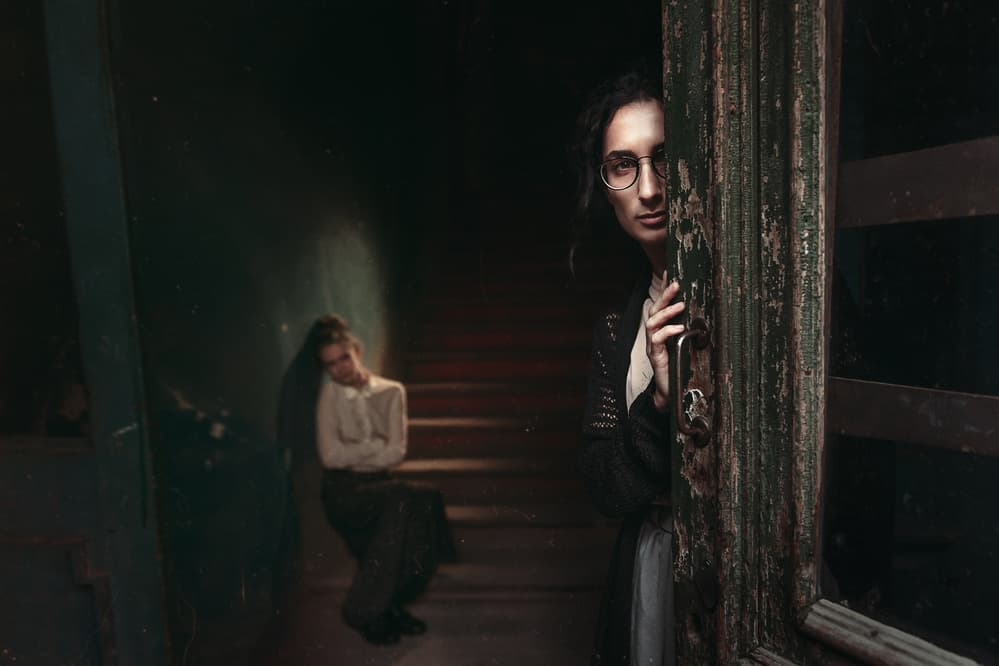 Mysterious Woman Peeks by Konstantin Pilipchuk — canvas wall art
