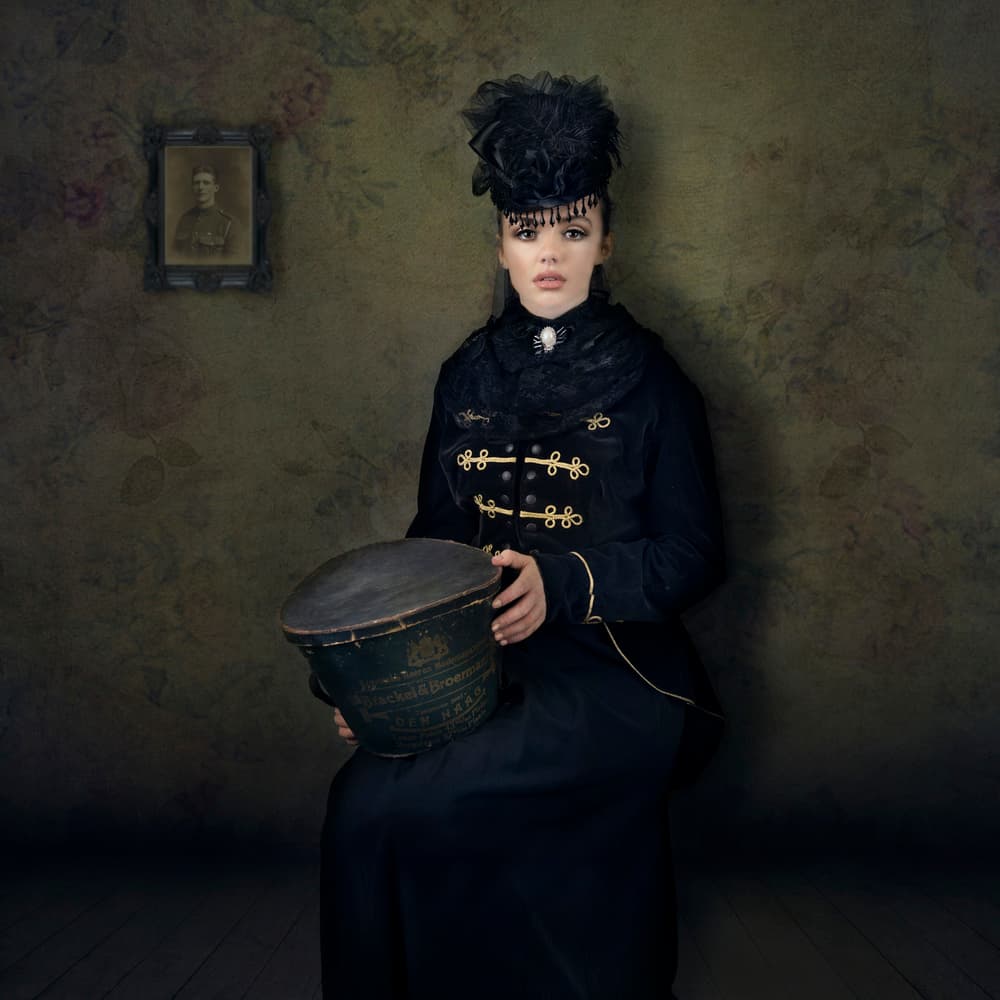 Reflective Period Portrait by Joan Blease — canvas wall art