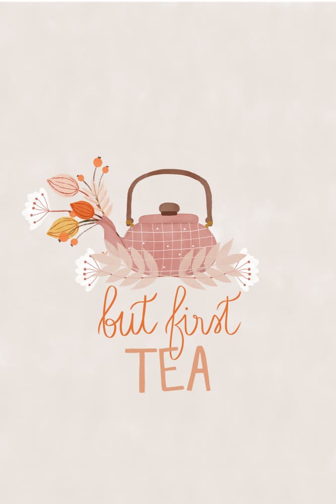 Pink Teapot Floral by Menina Lisboa — canvas wall art