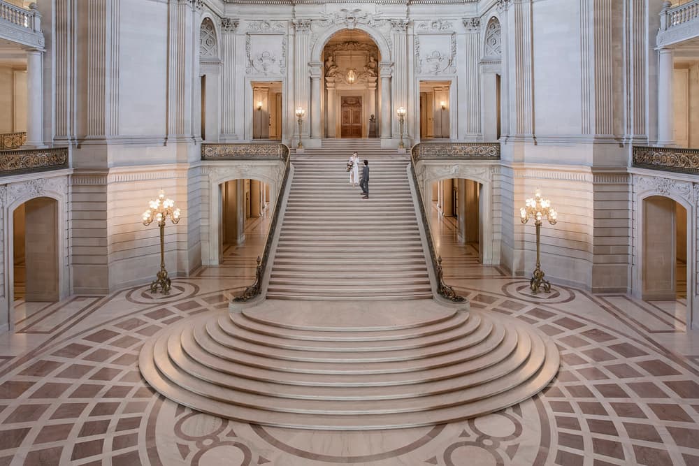 Grand Marble Staircase Wedding by Renee Doyle — canvas wall art