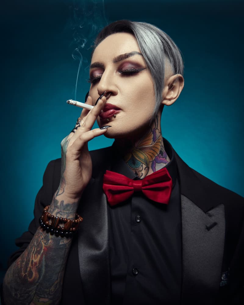 Stylish Smoking Woman by Denis — canvas wall art