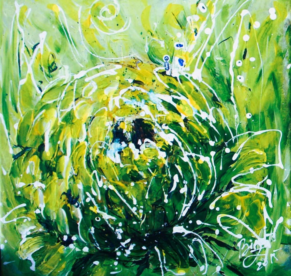 Vibrant Green Bloom by Anda Bieza — canvas wall art