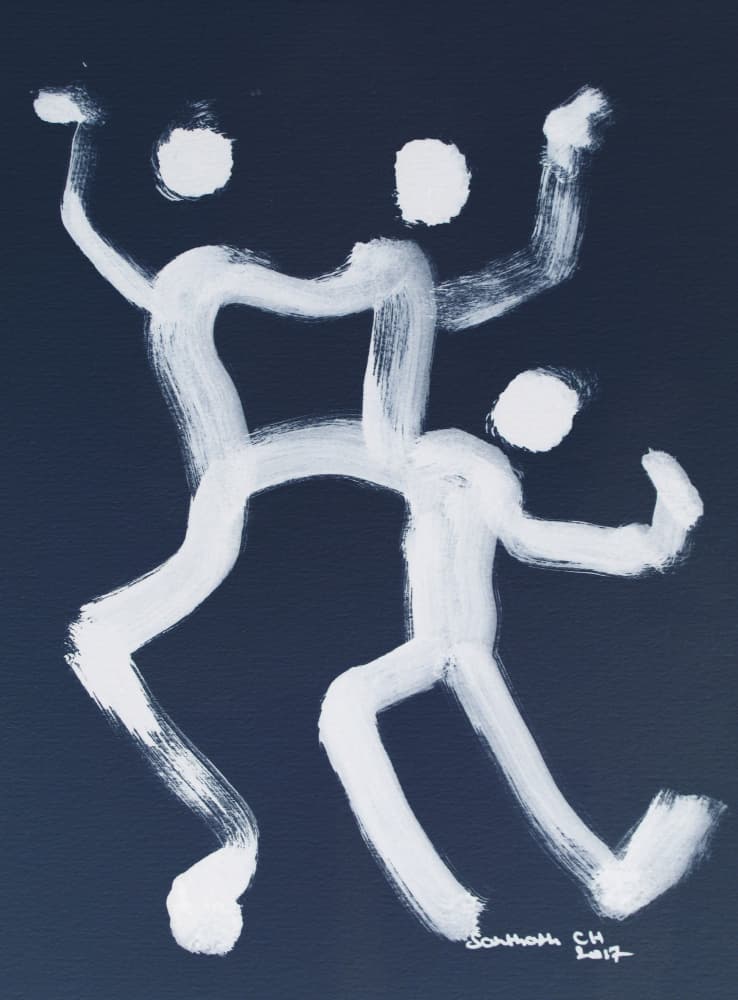 Joyful Dancing Figures by Santhosh ch — canvas wall art