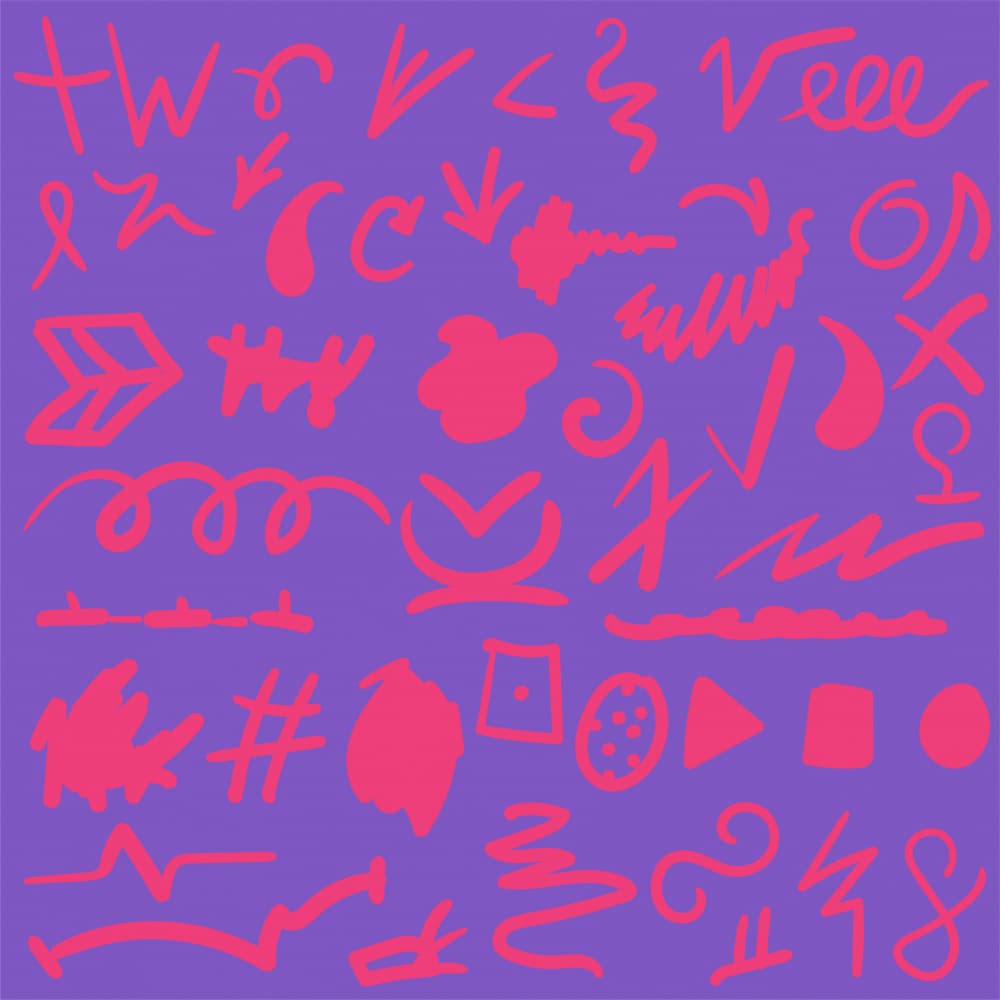 Pink Purple Doodles by Marika Barsrsind — canvas wall art