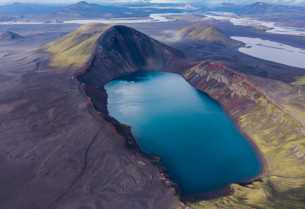 Vibrant Volcanic Crater Lake by Tony Yu — canvas wall art