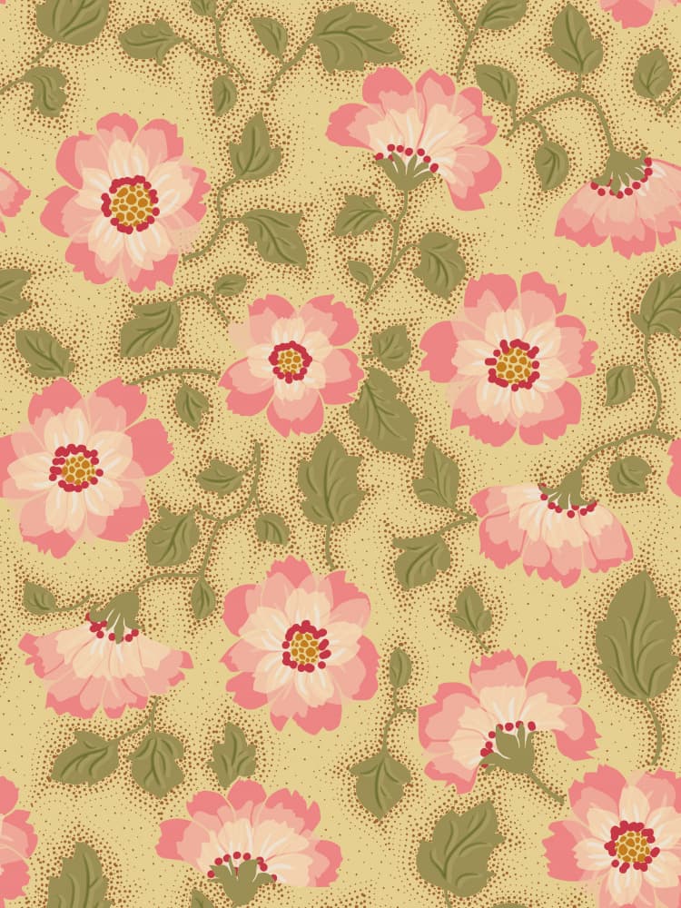 Vintage Pink Floral Pattern by Annick — canvas wall art