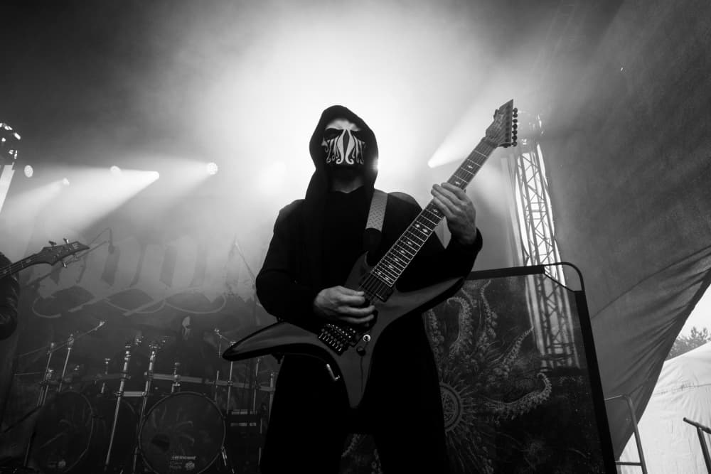 Masked Guitarist On Stage by Daniel Klement — canvas wall art