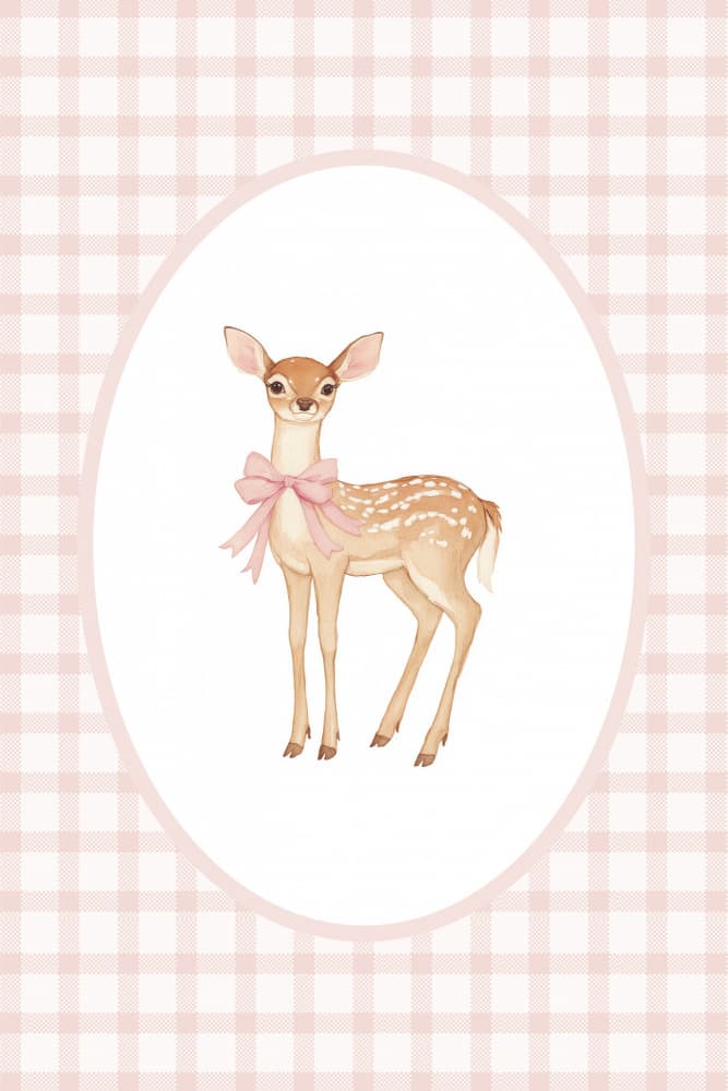 Cute Fawn Pink Bow by Melloi Art Prints — canvas wall art