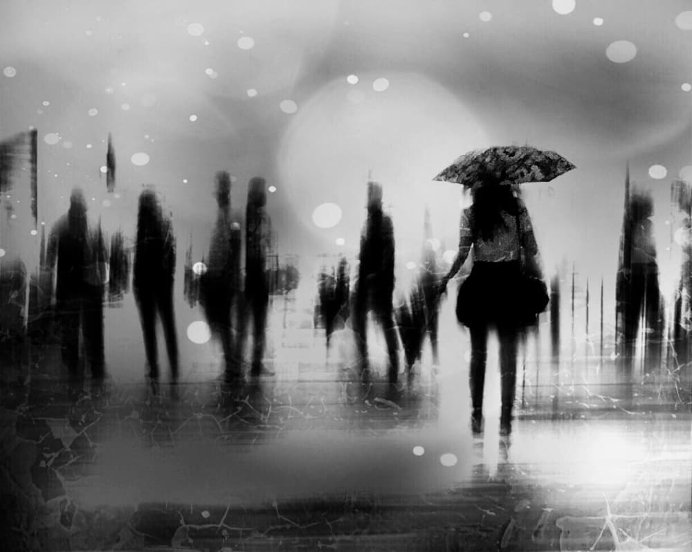 Rainy City Solitude by Lammakmak — canvas wall art