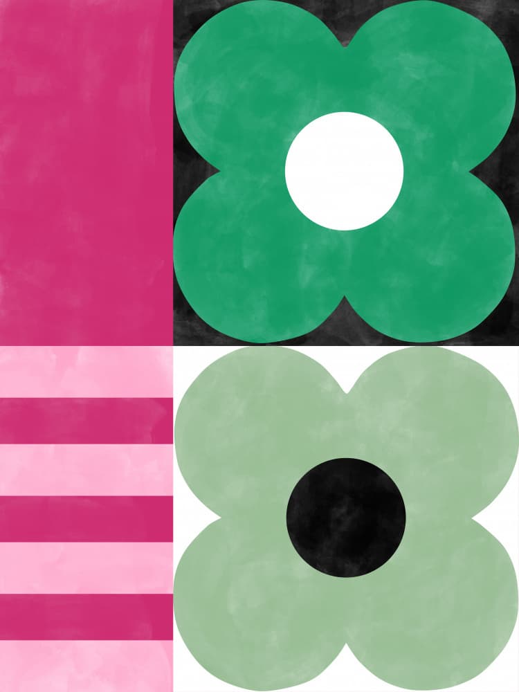 Modern Floral Color Blocks by Elena Ristova — canvas wall art