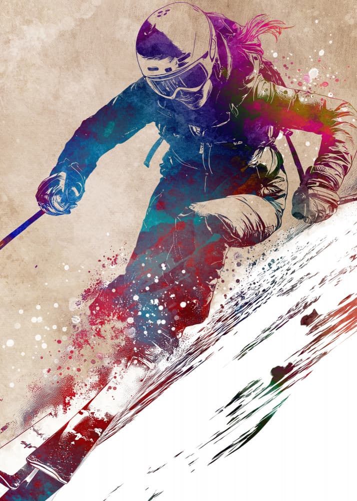 Vibrant Skiing Action by Justyna Jaszke — canvas wall art