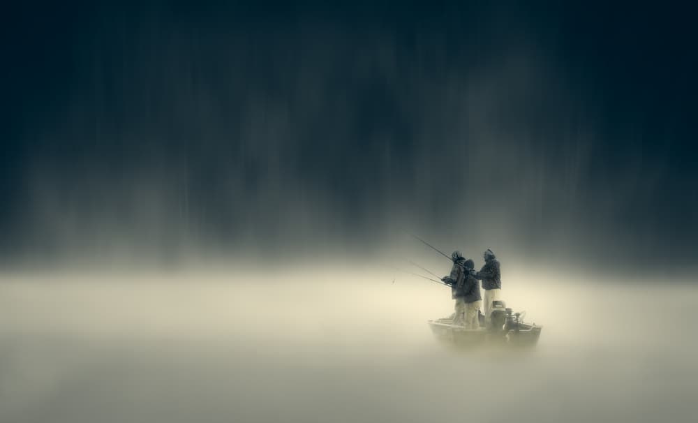 Misty Morning Fishing by Xiaobing Tian — canvas wall art