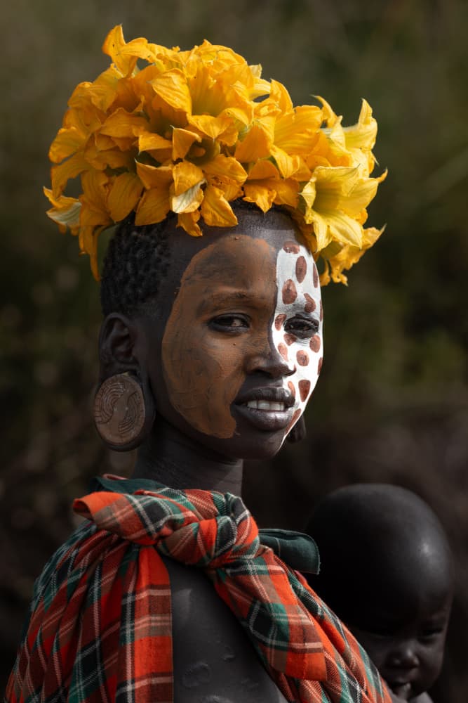 African Woman Flower Crown by HuongHoang — canvas wall art