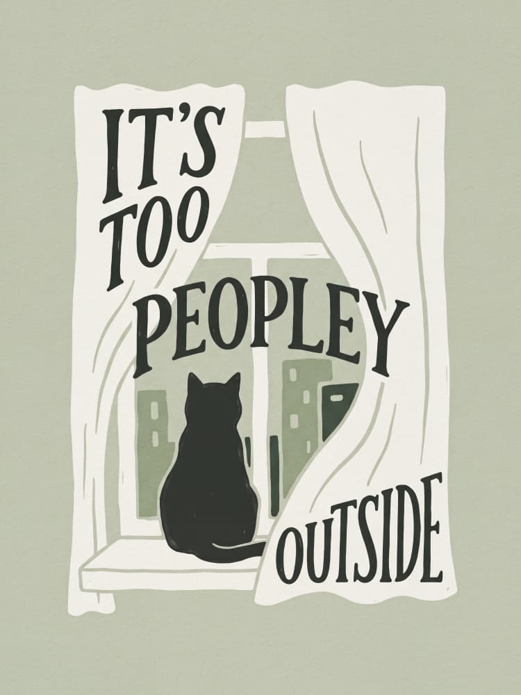 Too Peopley Cat Window by Andreas Magnusson — canvas wall art