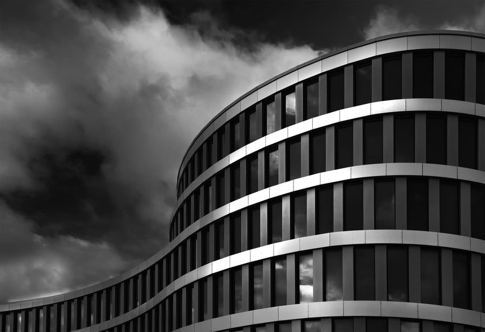 Curved Modern Building by Jutta Kerber — canvas wall art