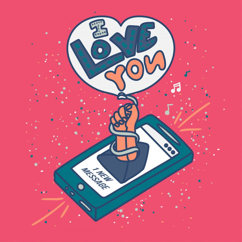 Love Message On Phone by Marika Barsrsind — canvas wall art