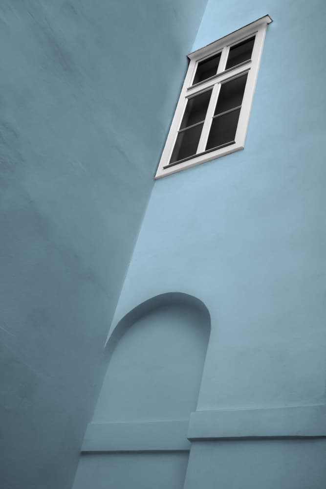 Blue Building Corner Window by Gilbert Claes — canvas wall art