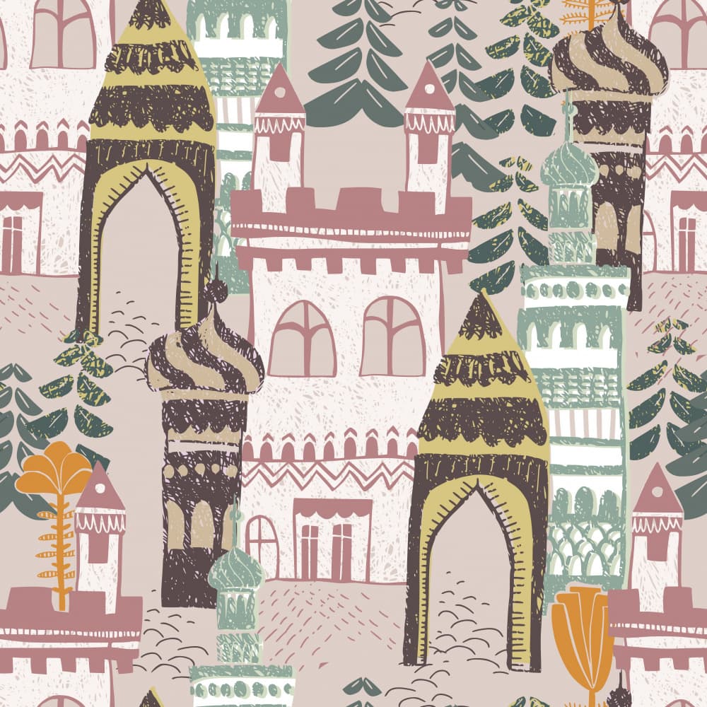 Whimsical Castle Pattern by Annick — canvas wall art